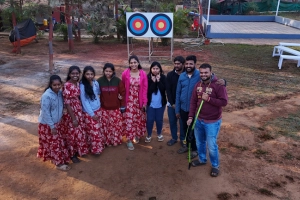 shooting game with teammates at Dandeli resort